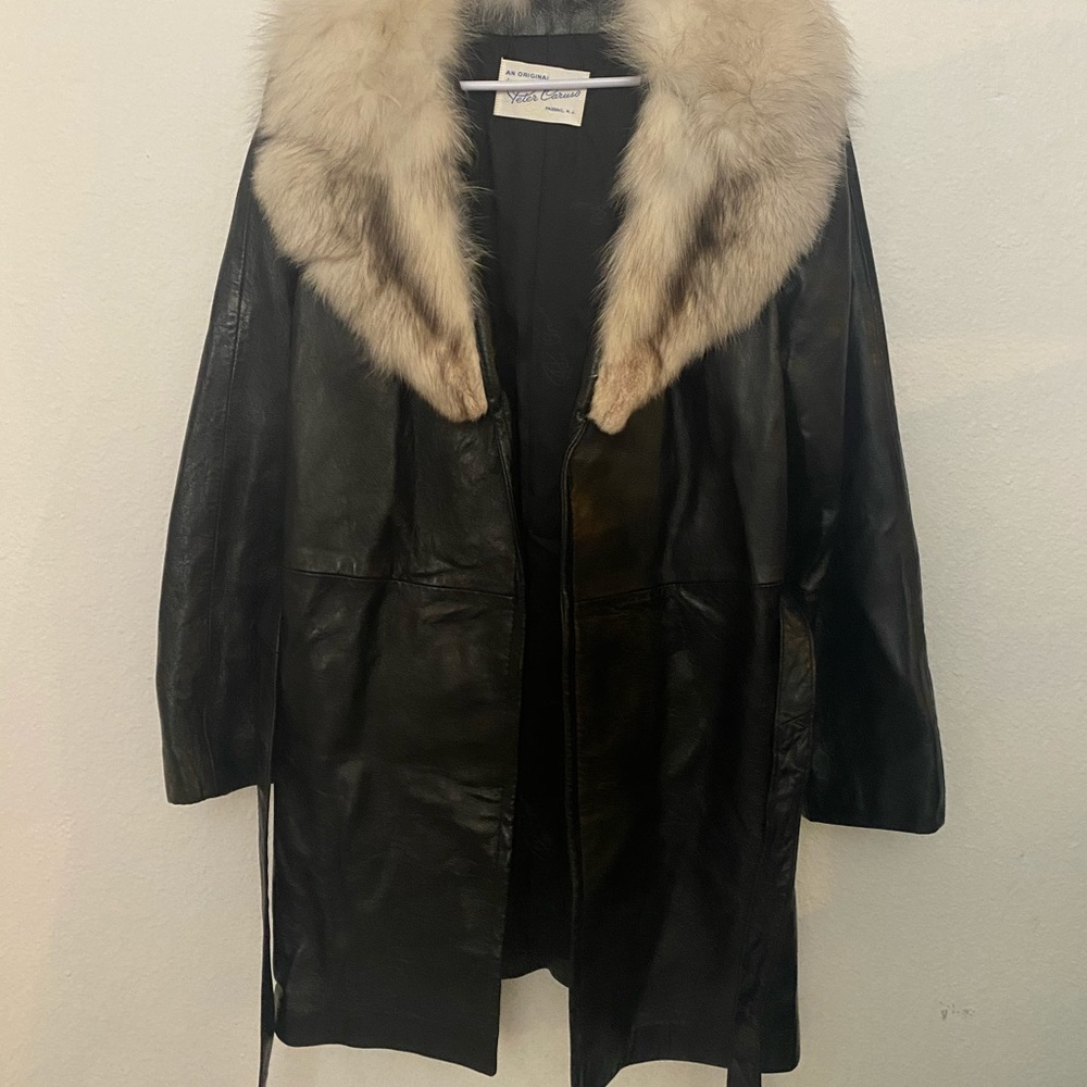 Vintage 1960s Black Leather wrap jacket